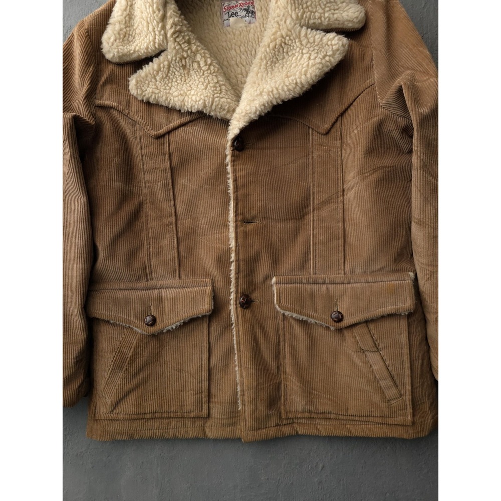Vintage 1970s Lee Storm Rider Beige Corduroy Fleece Lined Barnstormer Coat 42 - Picture 3 of 14
